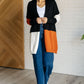 Writer's Block Color Block Open Front Cardigan