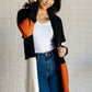 Writer's Block Color Block Open Front Cardigan