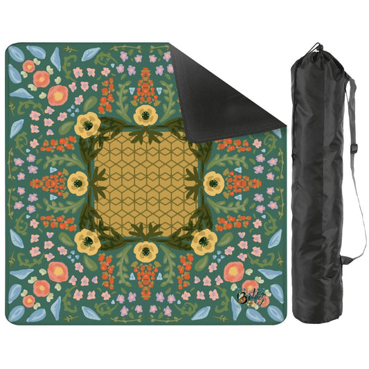 Mahjong Mat - Grandma’s china on Sage-31.5"x31.5" (Ship Rolled up)