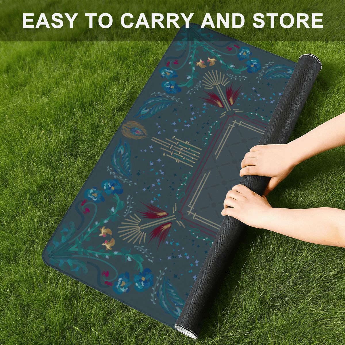 Roaring 20’s on Teal Mini Mahjong Mat 20.9"x20.9" (Ship Rolled up)