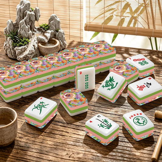 4 Layer American Mahjong Tiles Set Bold floral