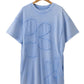 Sky Blue Mineral Wash Flower Patchwork Mini T Shirt Dress