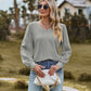 Swiss Dot V-Neck Long Sleeve Blouse