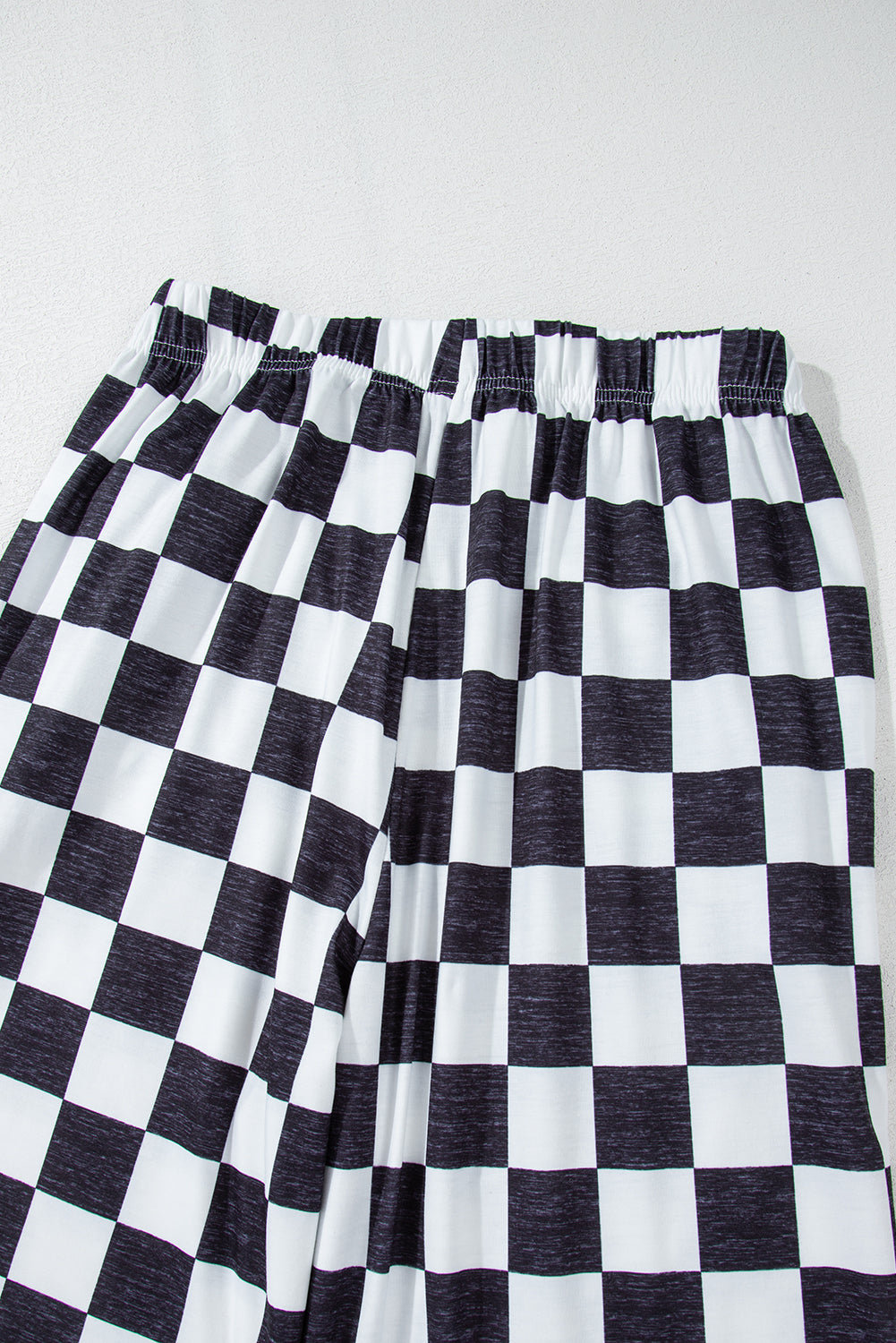 Bonbon Checkered Print High Waist Wide Leg Pants