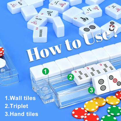 4 Mahjong White on Black-Tile Pusher Racks with Bag