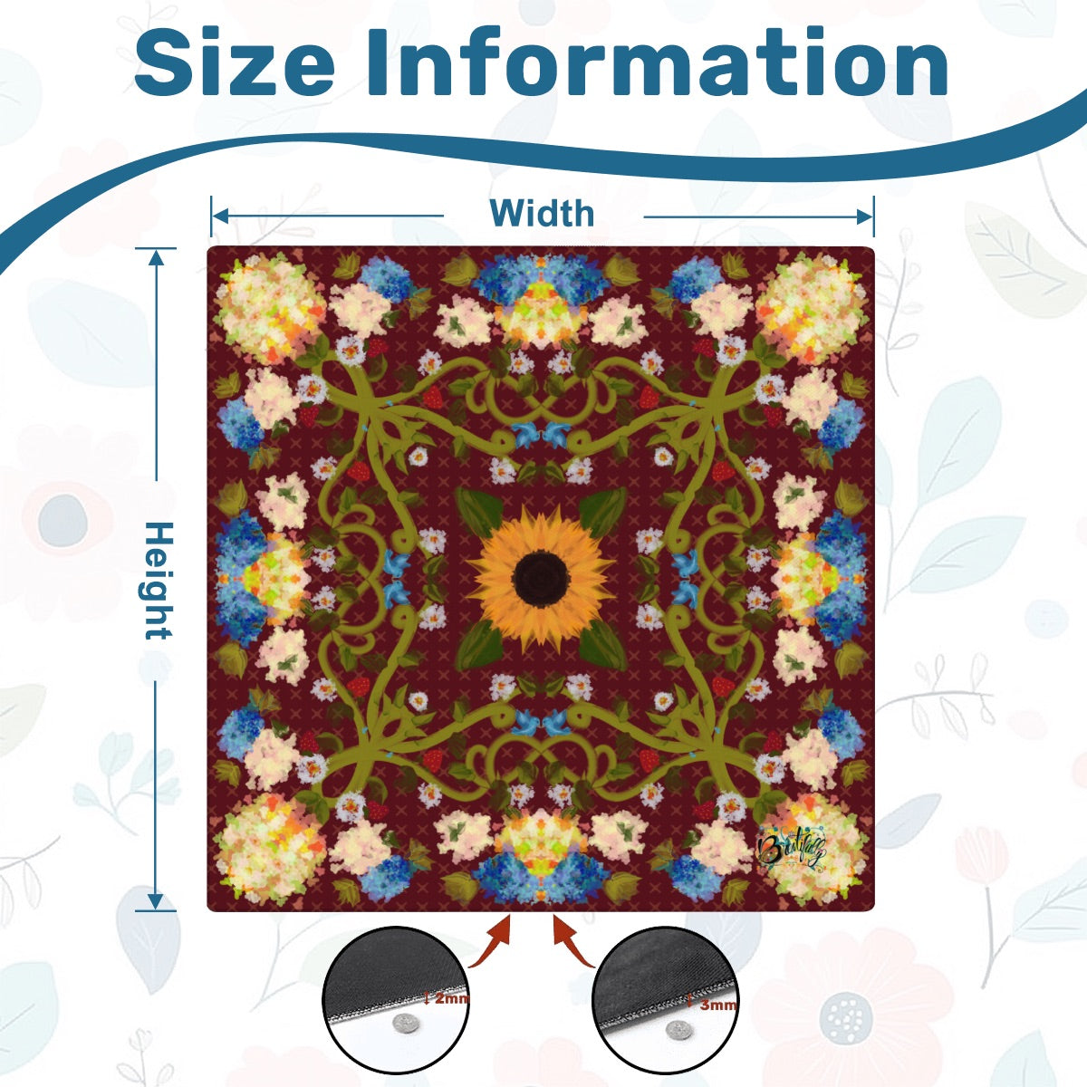 Mahjong Mat SleekSurface Burgundy sunflower
