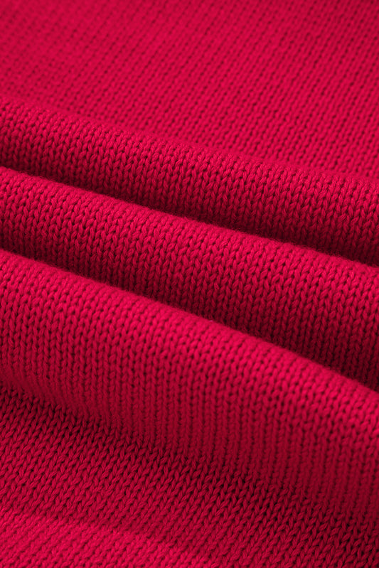 Fiery Red MERRY Letter Pattern Christmas Holiday Baggy Sweater