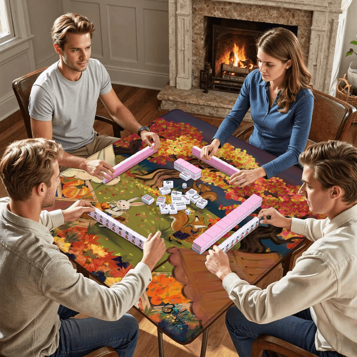 Apple-pickin’ - Soft/smooth  Mahjong Mat 2mm or 3mm  31.5"x31.5" (Ship Rolled up) -Special price Autumn Season Mat