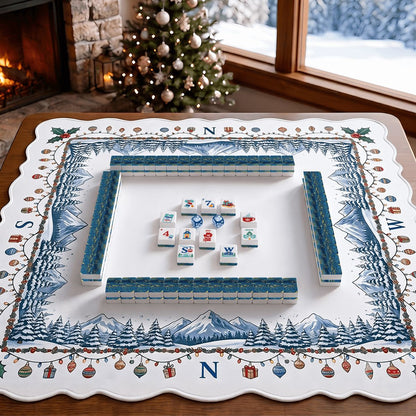 Alpine Slopes Christmas Mahjong Tiles Geode series in blue