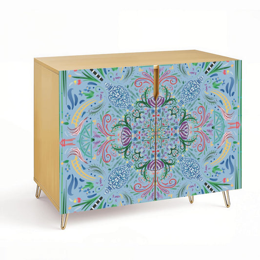 Wooden Storage Cabinet (Made in USA) Powder Blue Chinoiserie