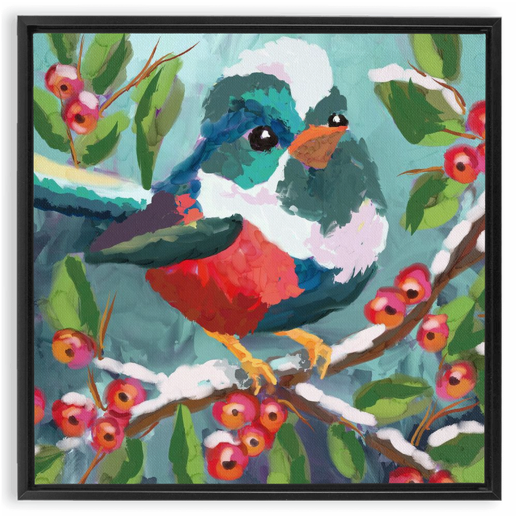 Magical Winter bird Framed Canvas Wraps-powered by Artivive