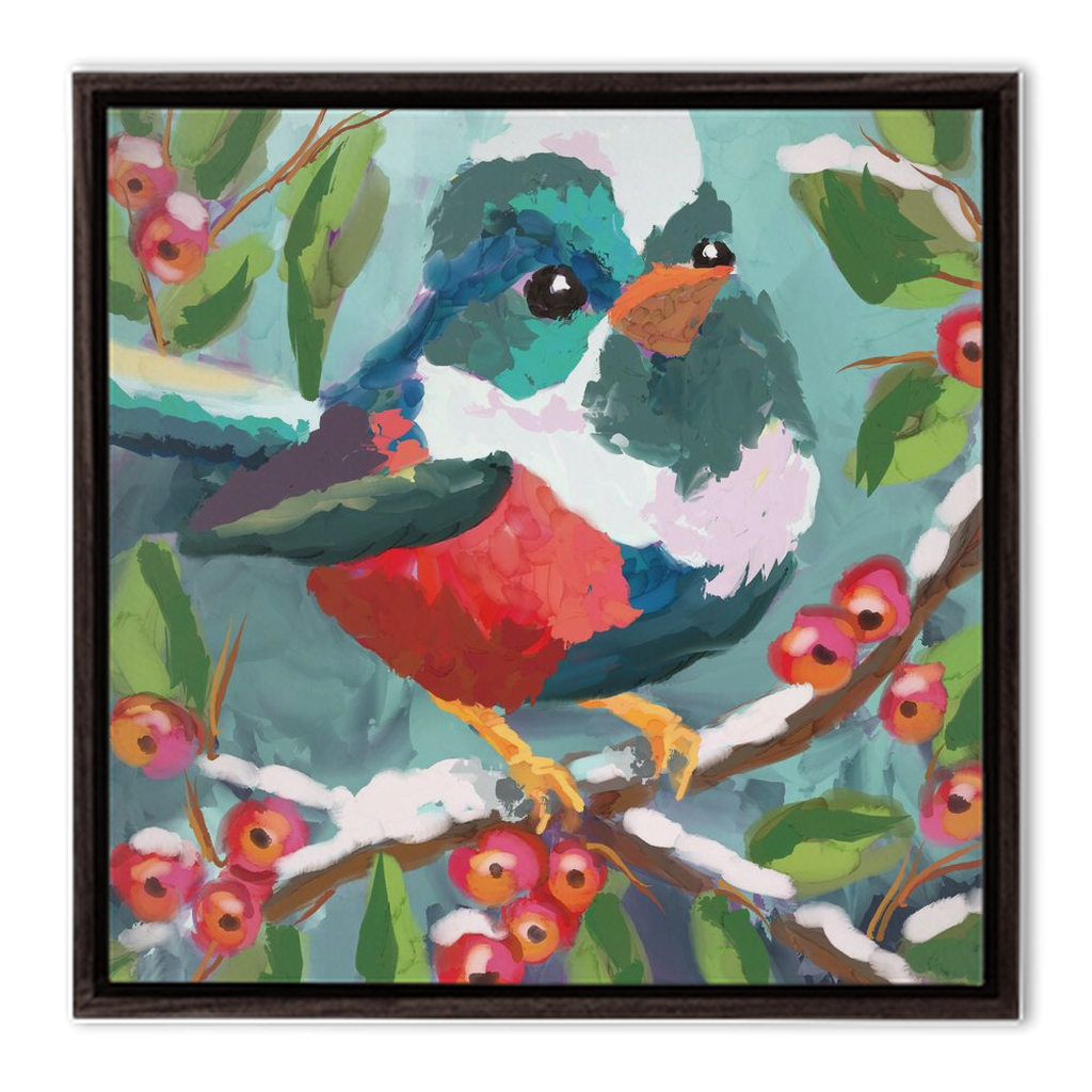 Magical Winter bird Framed Canvas Wraps-powered by Artivive