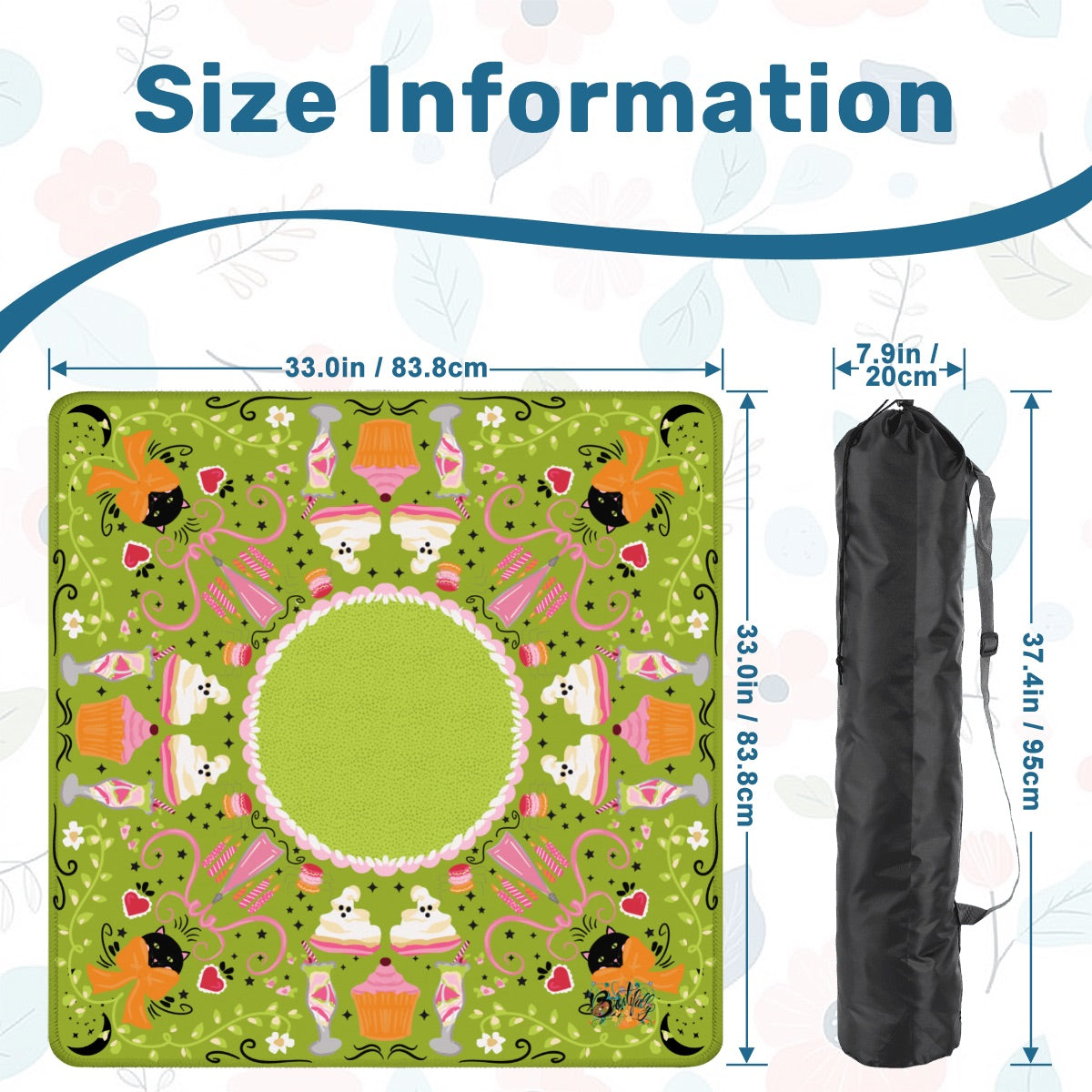 Spooky Dessert Halloween Mahjong Mat 33"x33" (Ship Rolled up)