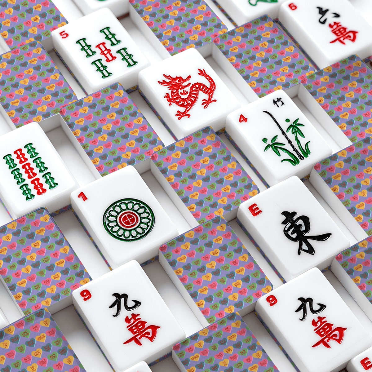 Inspirational Conversations in Hearts American Mahjong Tiles