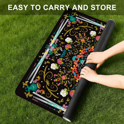 Spring on black - Mini Travel Mahjong Mat 20.9"x20.9" (Ship Rolled up)