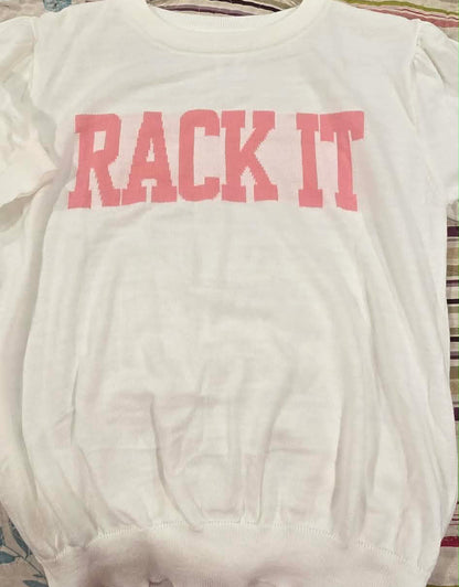 MAHJONG RACK IT Short puff sleeve Sweater - Knit-In Block Letters