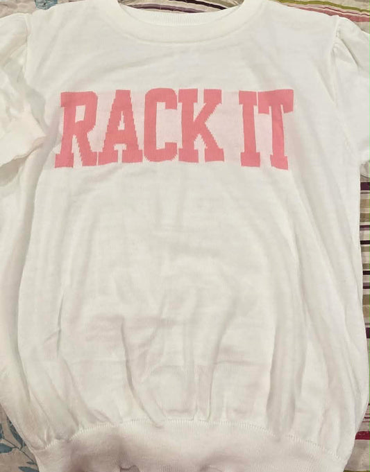 MAHJONG RACK IT Short puff sleeve Sweater - Knit-In Block Letters