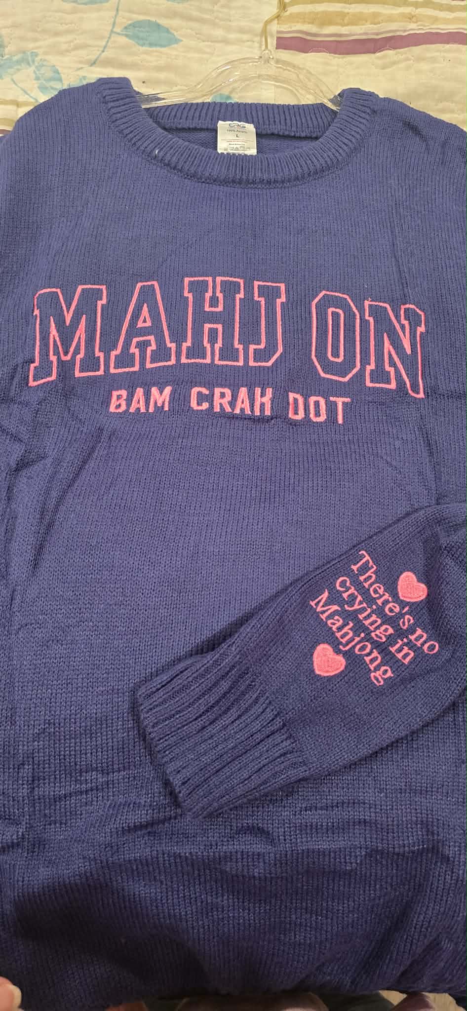MAHJ ON Bam Crak Dot Sweater - Embroidered Varsity