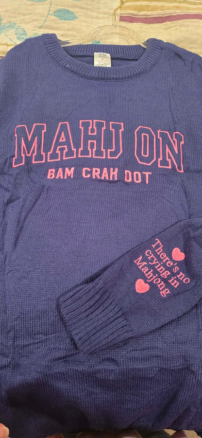 MAHJ ON Bam Crak Dot Sweater - Embroidered Varsity