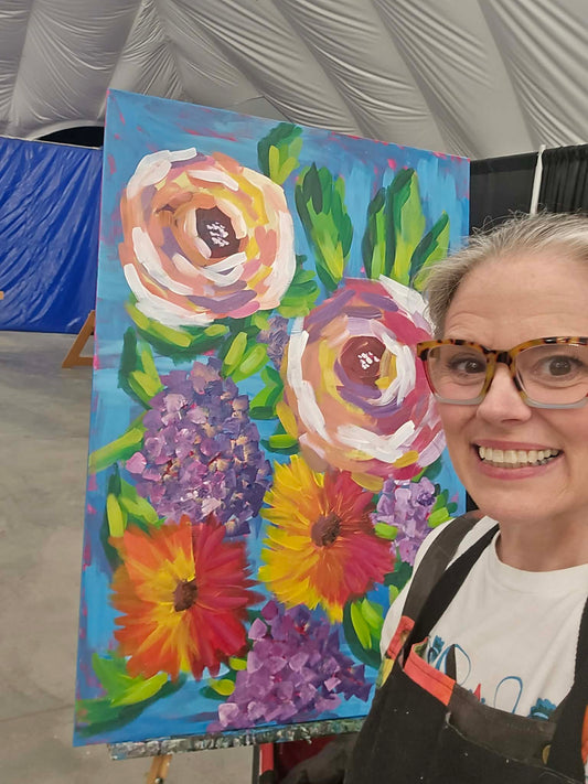 Bold floral Mahjong Mat 31.5"x31.5" (Ship Rolled up)