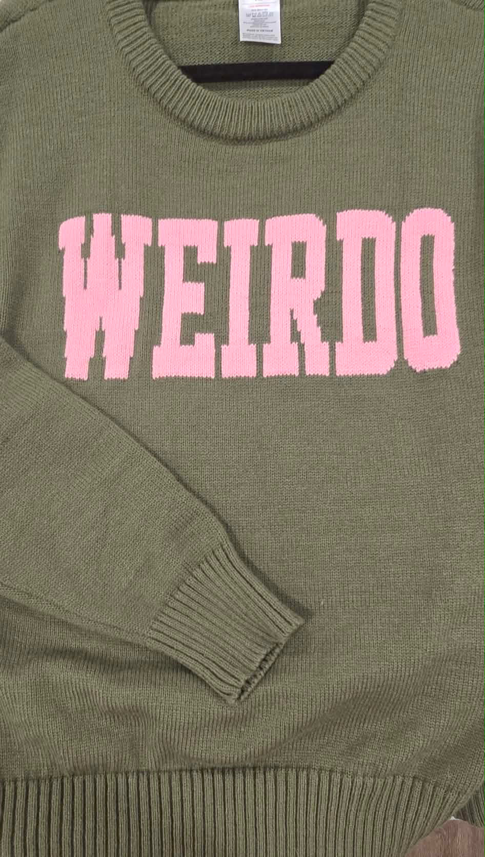 WEIRDO Sweater - Knit-In Block Letters
