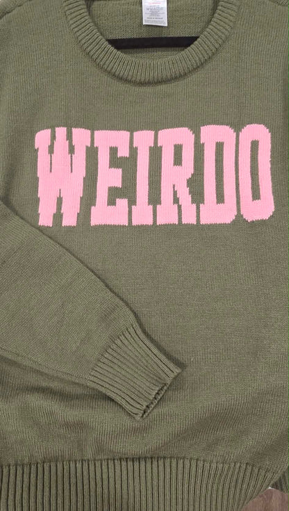 WEIRDO Sweater - Knit-In Block Letters