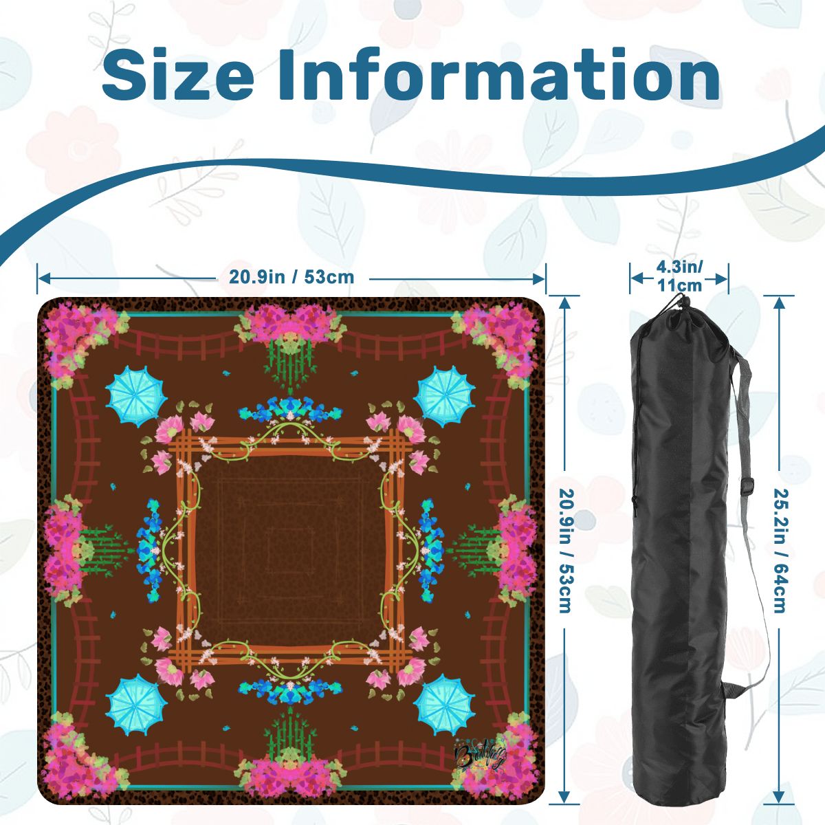 Neon on Leopard- Mini Travel Mahjong Mat 20.9"x20.9" (Ship Rolled up)
