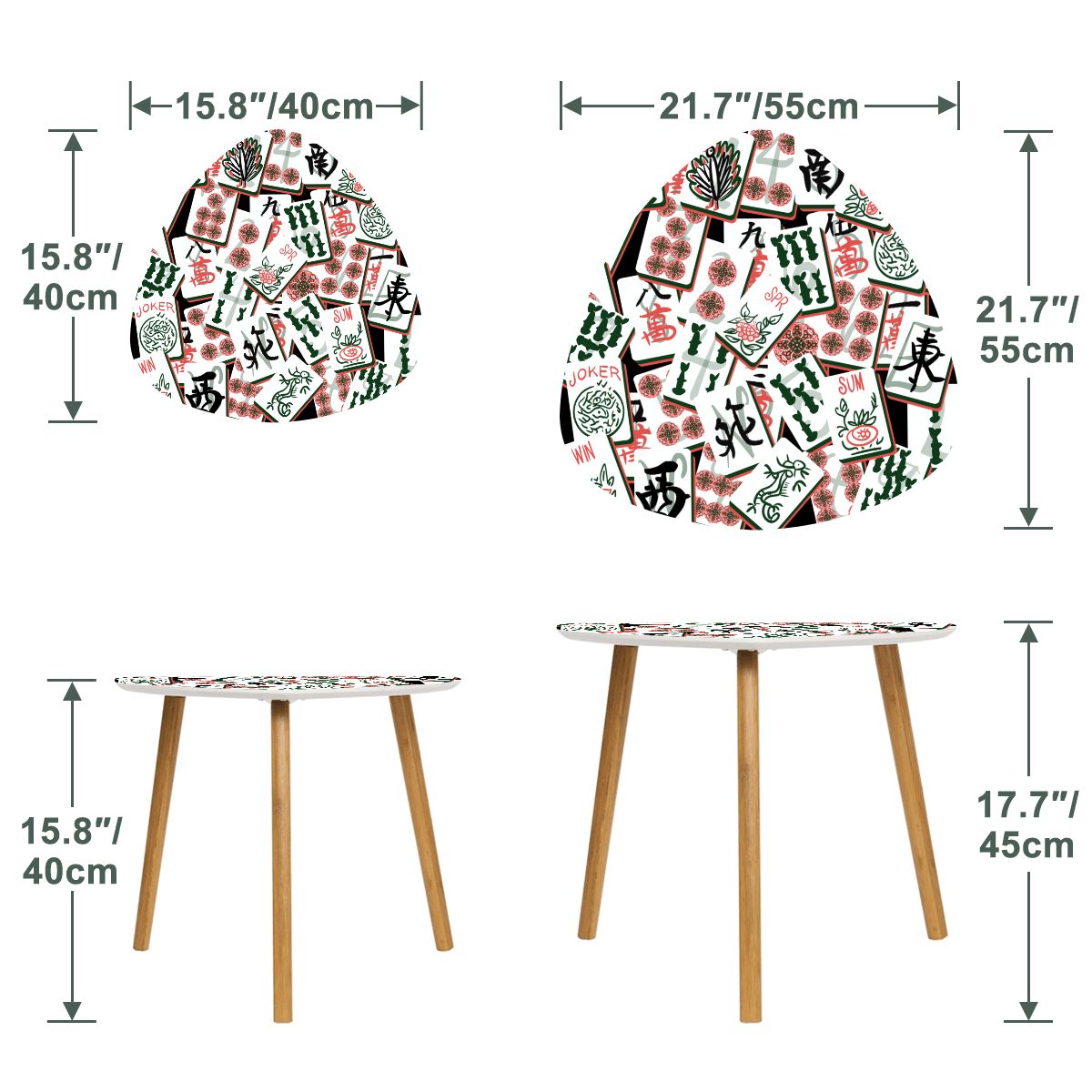 Triangle Coffee Table Set of 2 (Made in USA) Mahj Pause on Black