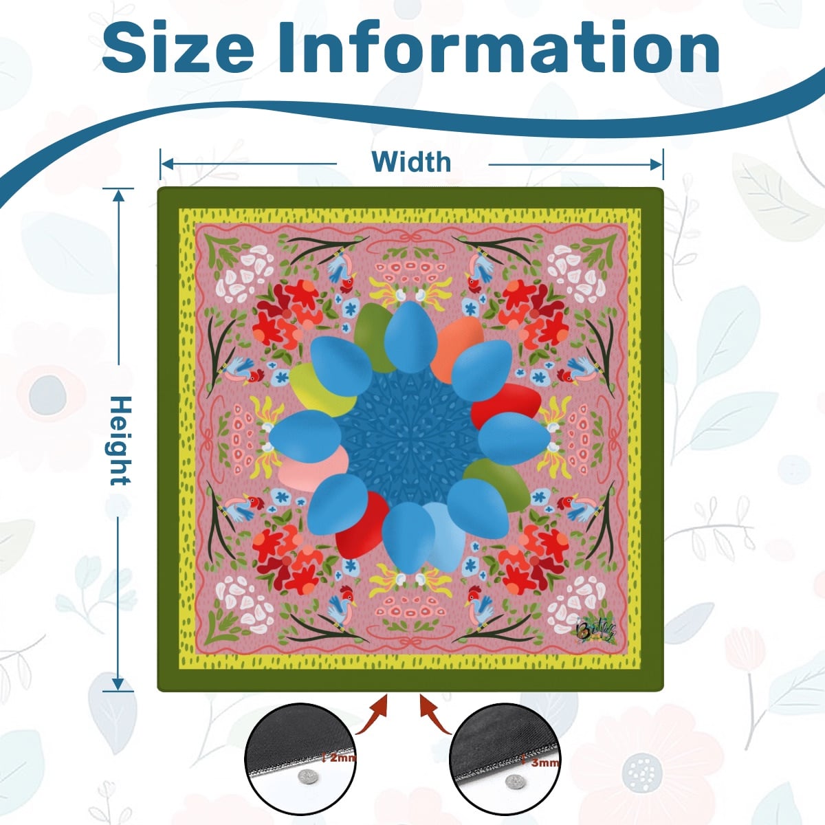 Mahjong Mat SleekSurface Bright birds and florals