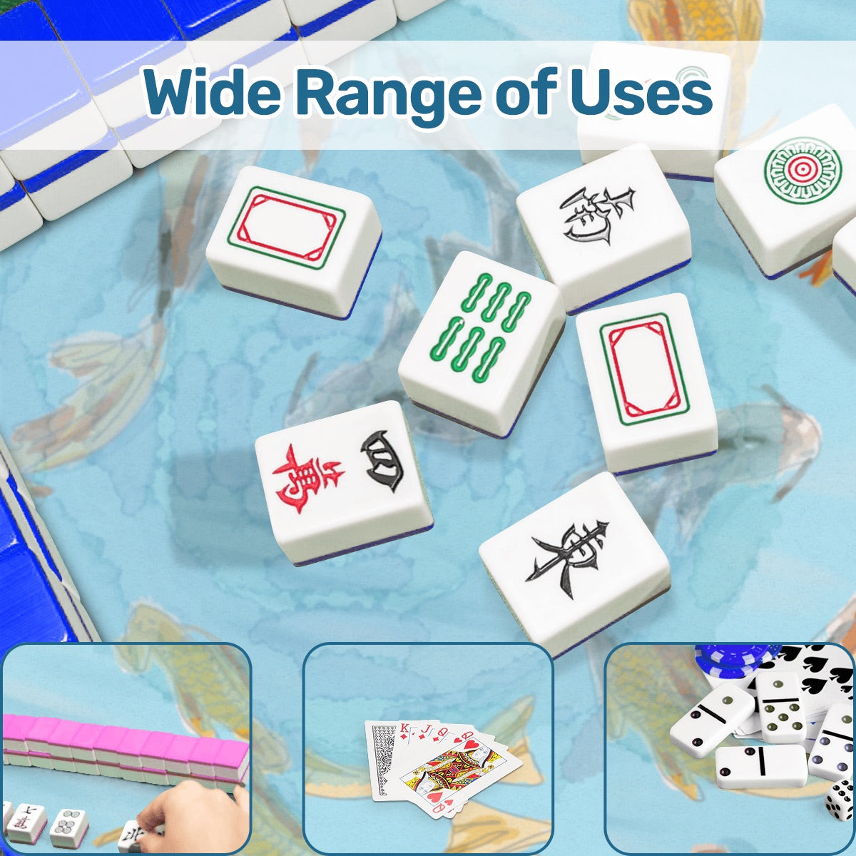 Koi fish pond Mahjong Mat 31.5"x31.5" (Ship Rolled up)
