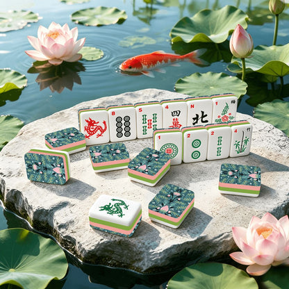 4 Layer American Mahjong Tiles Set Folk art floral