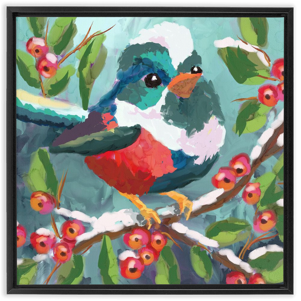 Magical Winter bird Framed Canvas Wraps-powered by Artivive