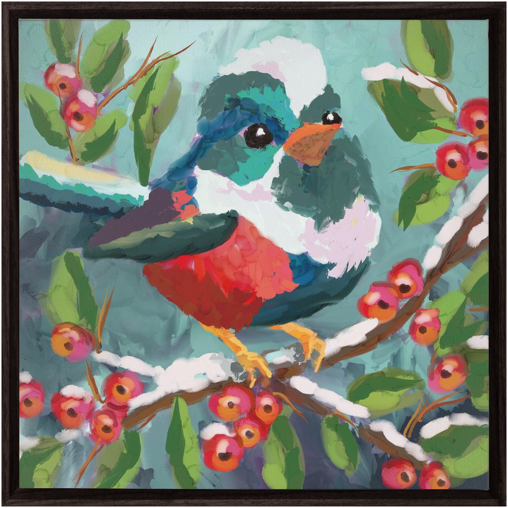 Magical Winter bird Framed Canvas Wraps-powered by Artivive