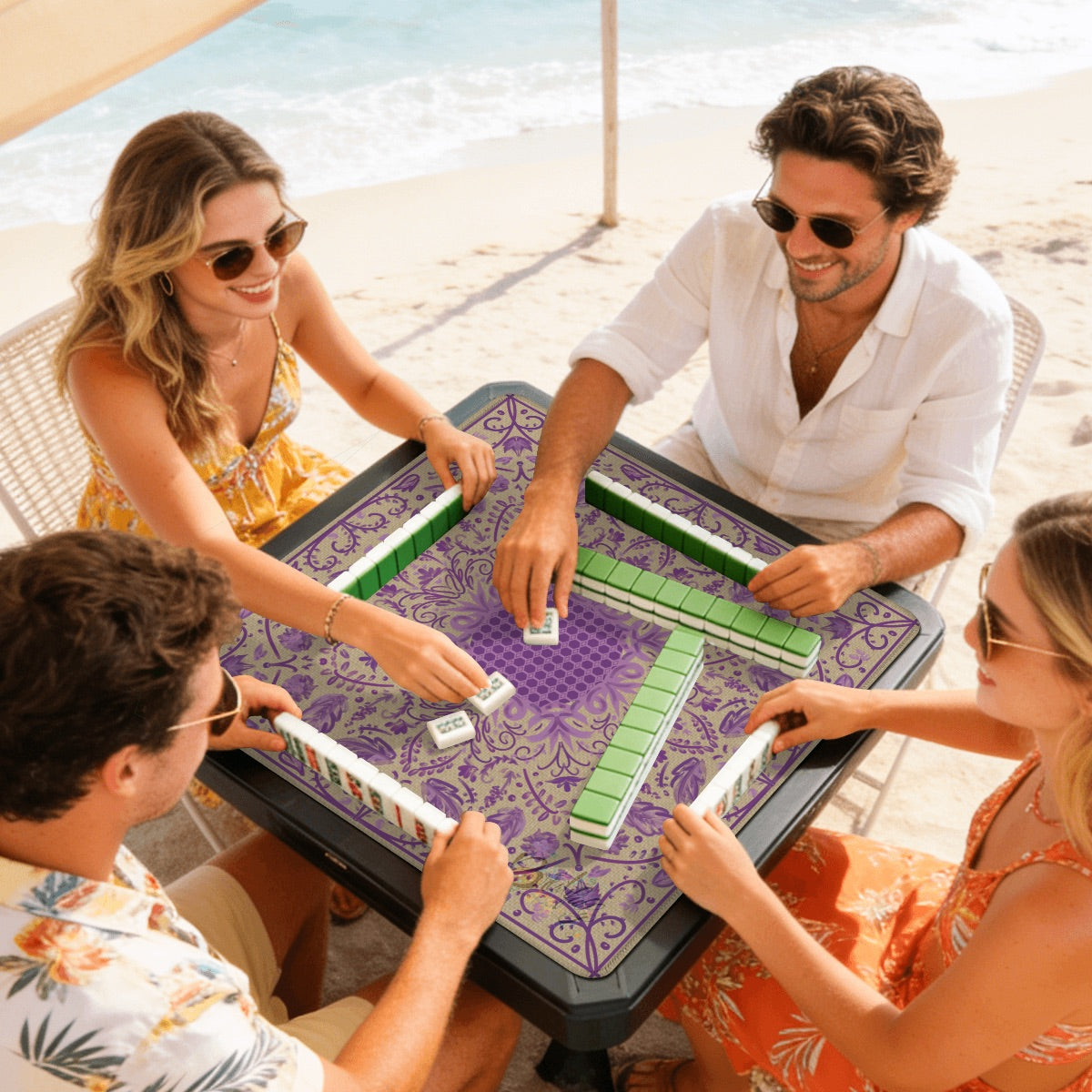 Mini Travel - Texture in Purple Mahjong Mat 20.9"x20.9" (Ship Rolled up)