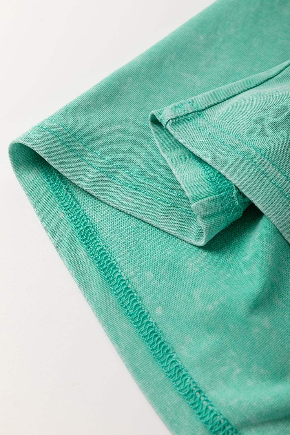 Sky Blue Mineral Wash Flower Patchwork Mini T Shirt Dress