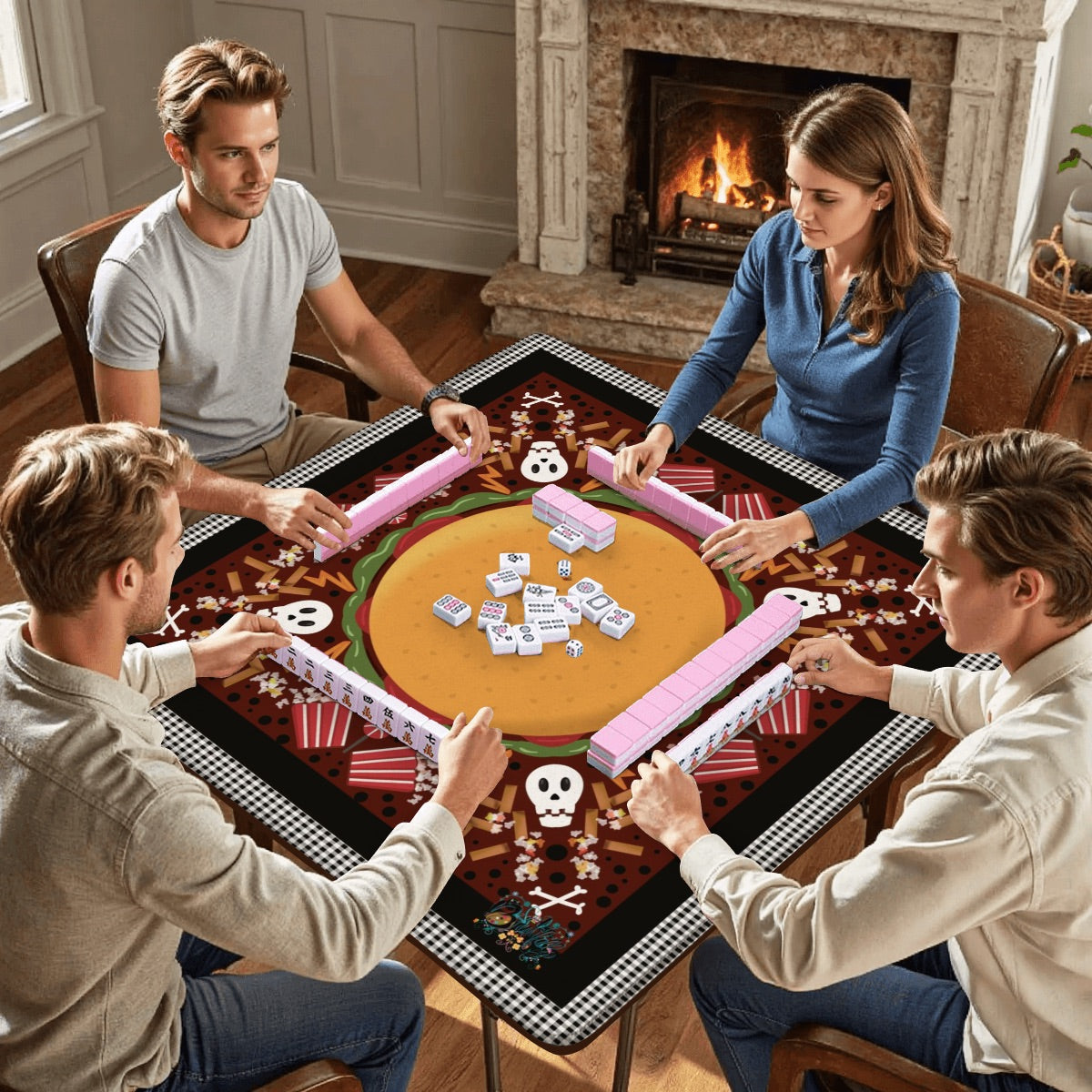 Spooky Fast Food Mahjong Mat 33"x33" (Ship Rolled up)