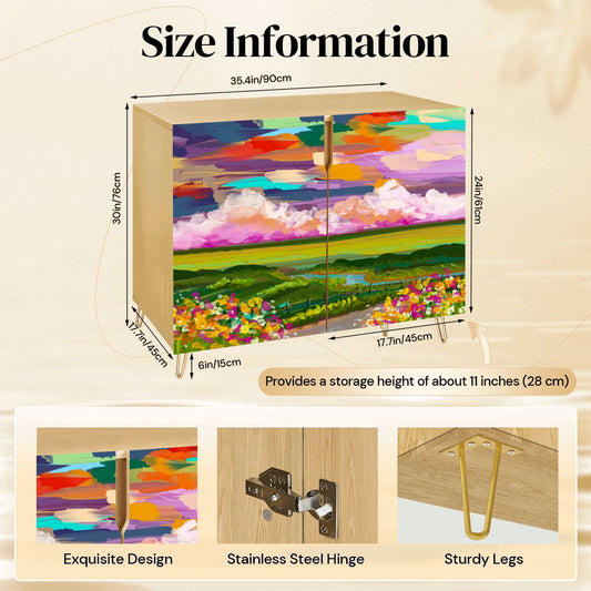 Wooden Storage Cabinet (Made in USA) Abstract Landscape