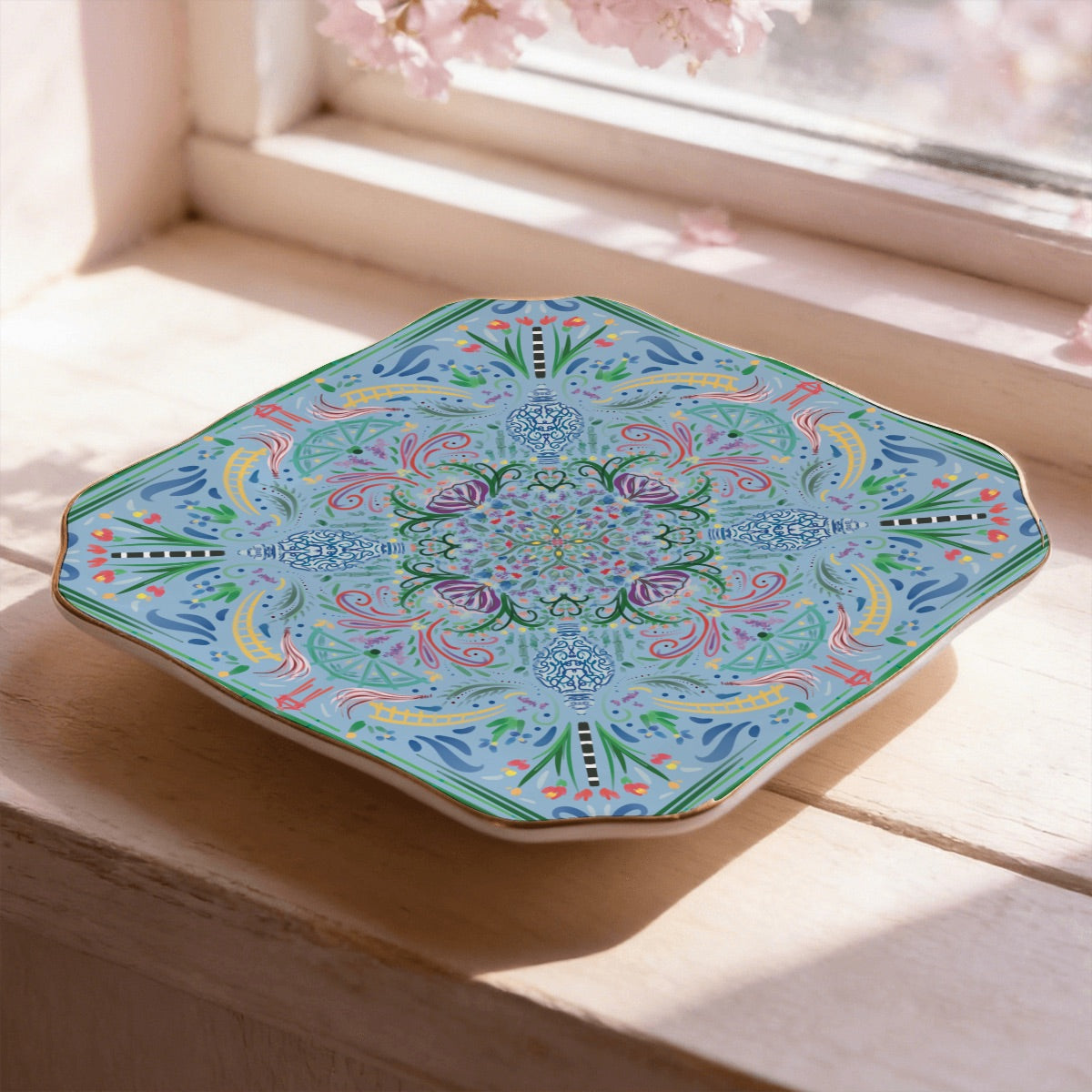 Scalloped Ceramic Mahjong Dice Tray in variety of patterns