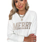 White MERRY Letter Pattern Christmas Raglan Sleeve Sweater