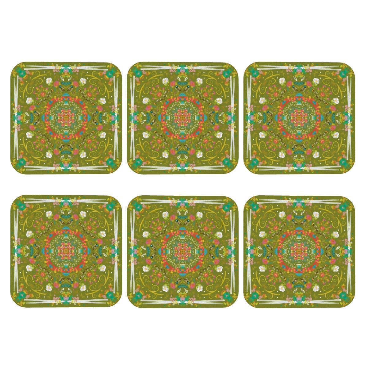 Square Leather Coasters Set of 6