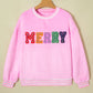 Sachet Pink Merry Letter Pattern Plush Pullover