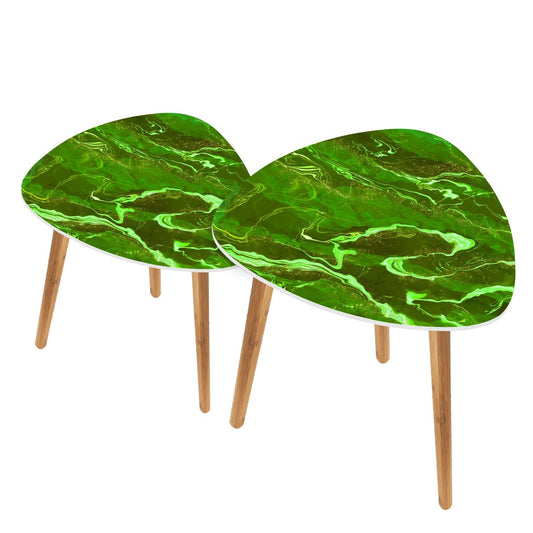 Triangle Coffee Table Set of 2 (Made in USA) IMG8623 Geode Series green