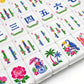 American Mahjong Tiles (Traditional Porcelain Style) Geode Series 1 Red fires