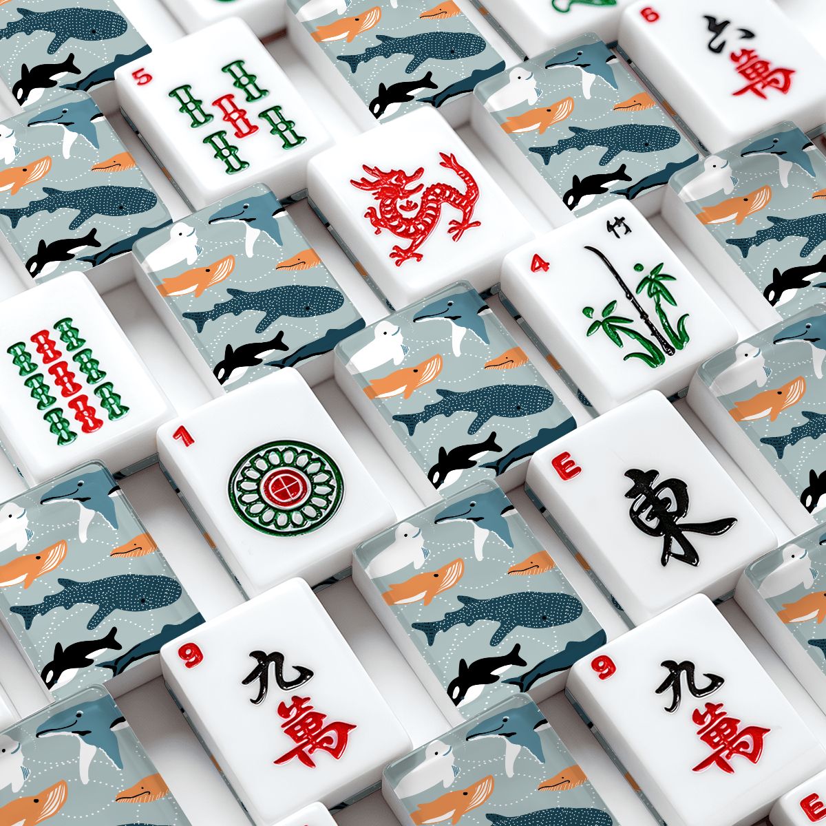Ocean animals American Mahjong Tiles