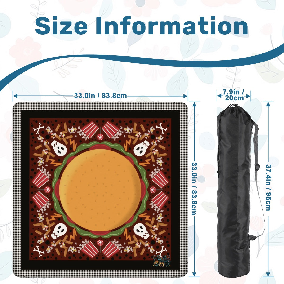 Spooky Fast Food Mahjong Mat 33"x33" (Ship Rolled up)