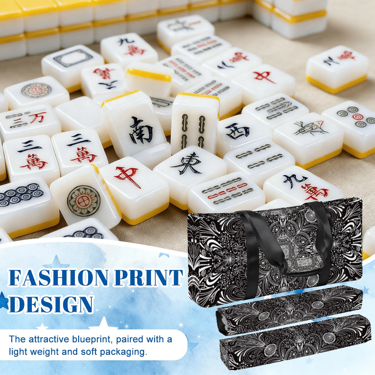 White on Black-Mahjong Bag Set