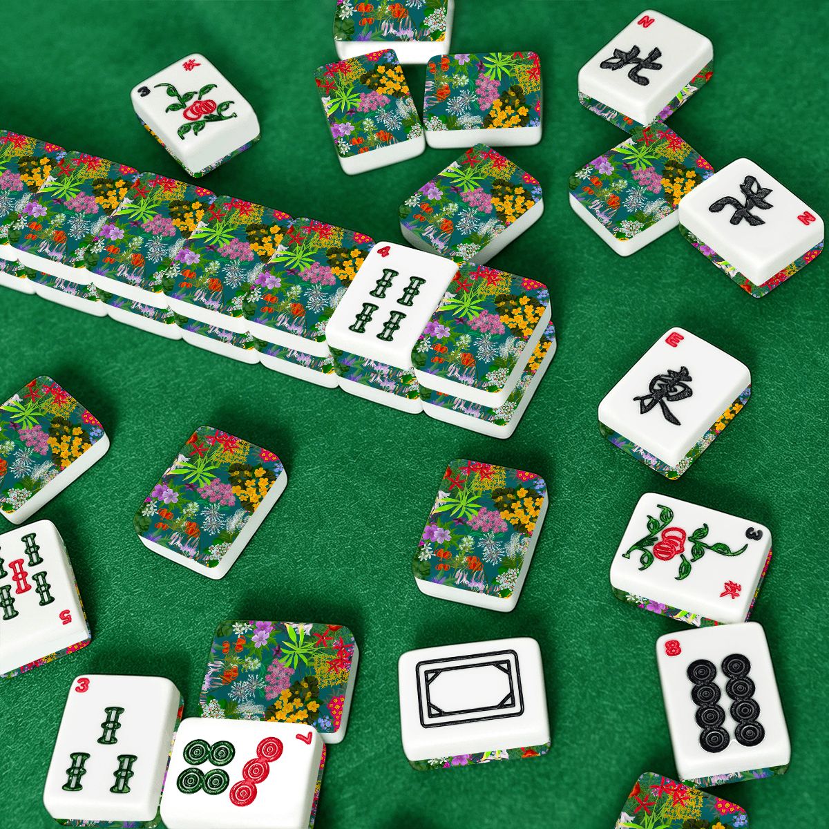 Ohio hand drawn florals American Mahjong Tiles