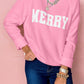 White MERRY Letter Pattern Christmas Raglan Sleeve Sweater