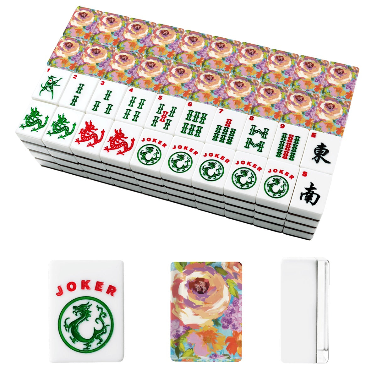 Painted Florals American Mahjong Tiles