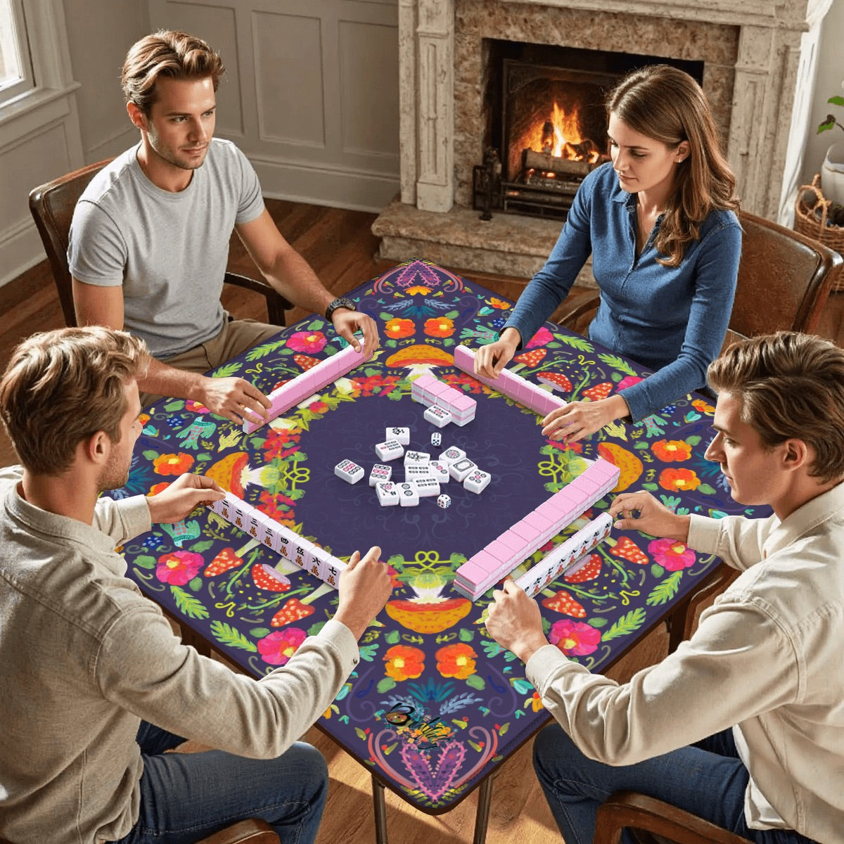 Mahjong Mat (Made in USA) Neon Summer Nights Collection - 2mm w instructions
